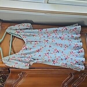 City Triangle aqua coral blue mini dress NWT.  Size XXL. Puff sleeves Cotagecore